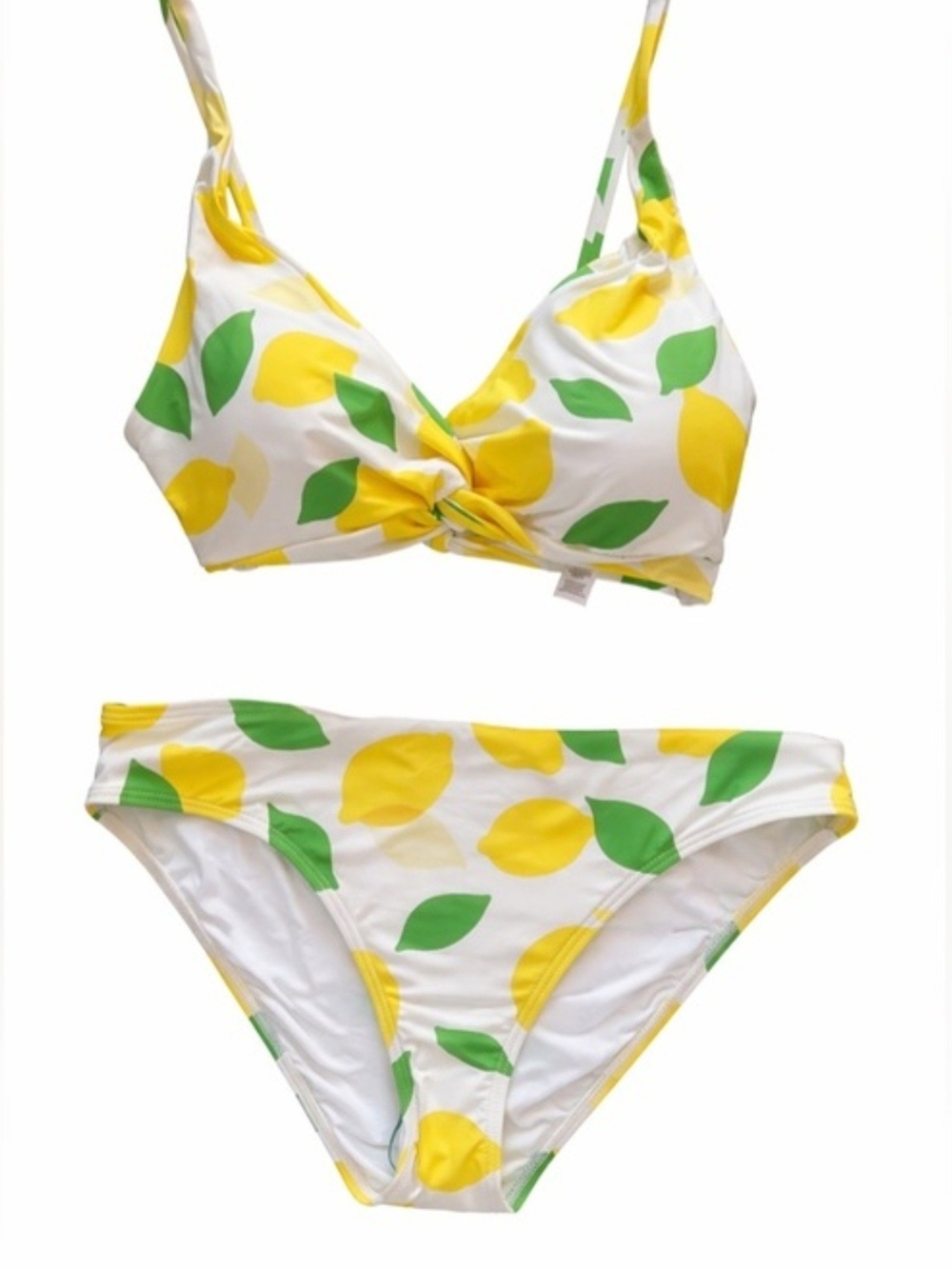 Kate Spade New York Lemon Print Bikini Set - White, Yellow & Green Size S